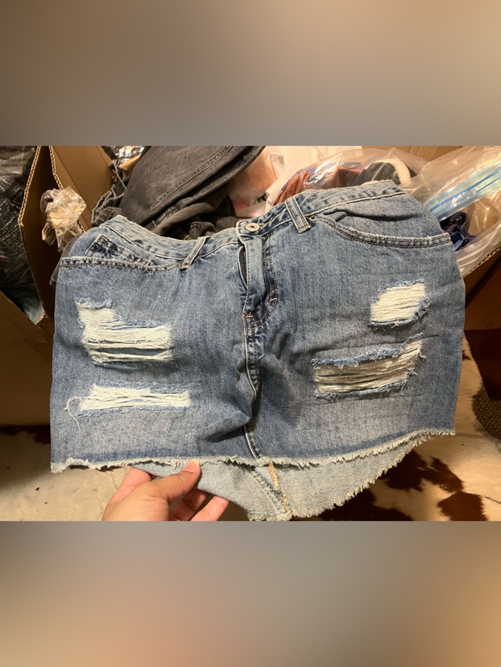 Distressed Blue Denim Women's Micro Mini Skirt - NWOT, size S/jr. 7